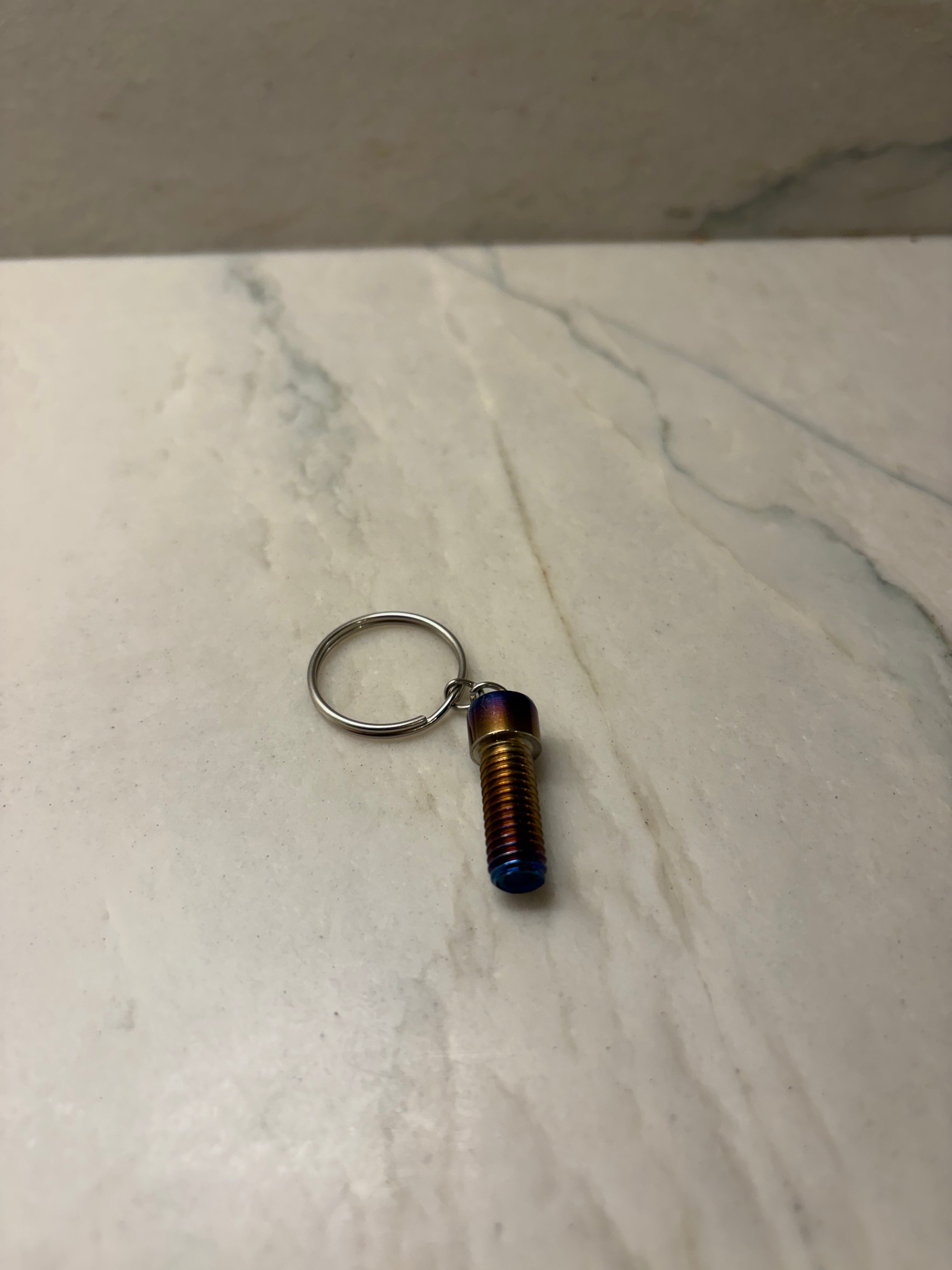 Large Burnt titanium keychain